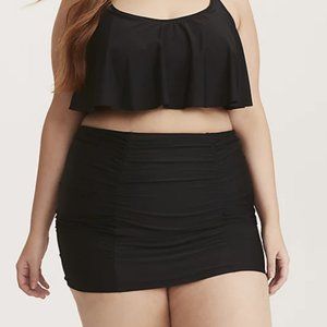 EUC TORRID BLACK RUCHED HIGH WAIST SWIM SKIRT